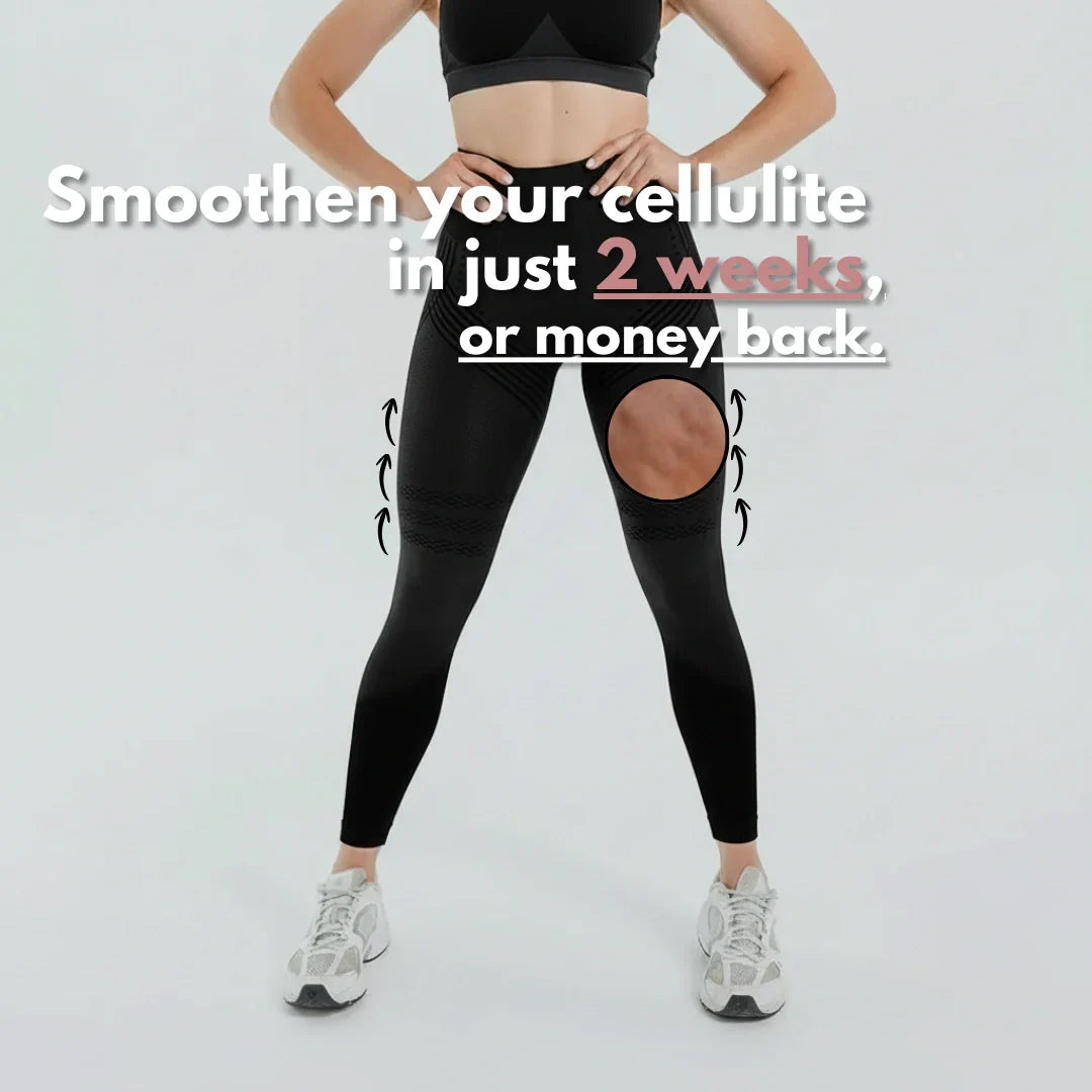 Anti-cellulite compression leggings for women, full-length black with smooth fit