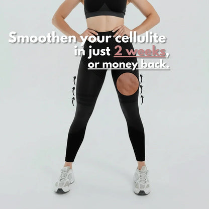 Anti-cellulite compression leggings for women, full-length black with smooth fit
