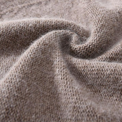 Amara cashmere beanie knit close-up, soft ribbed texture in dark grey
