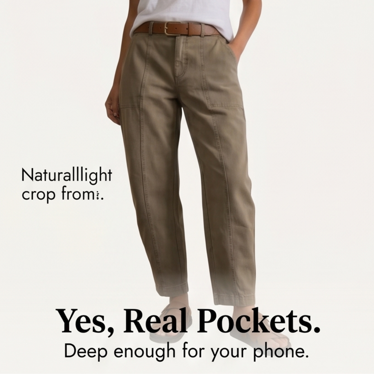 Deep olive utility pants featuring cargo-style pocket and stitched seams