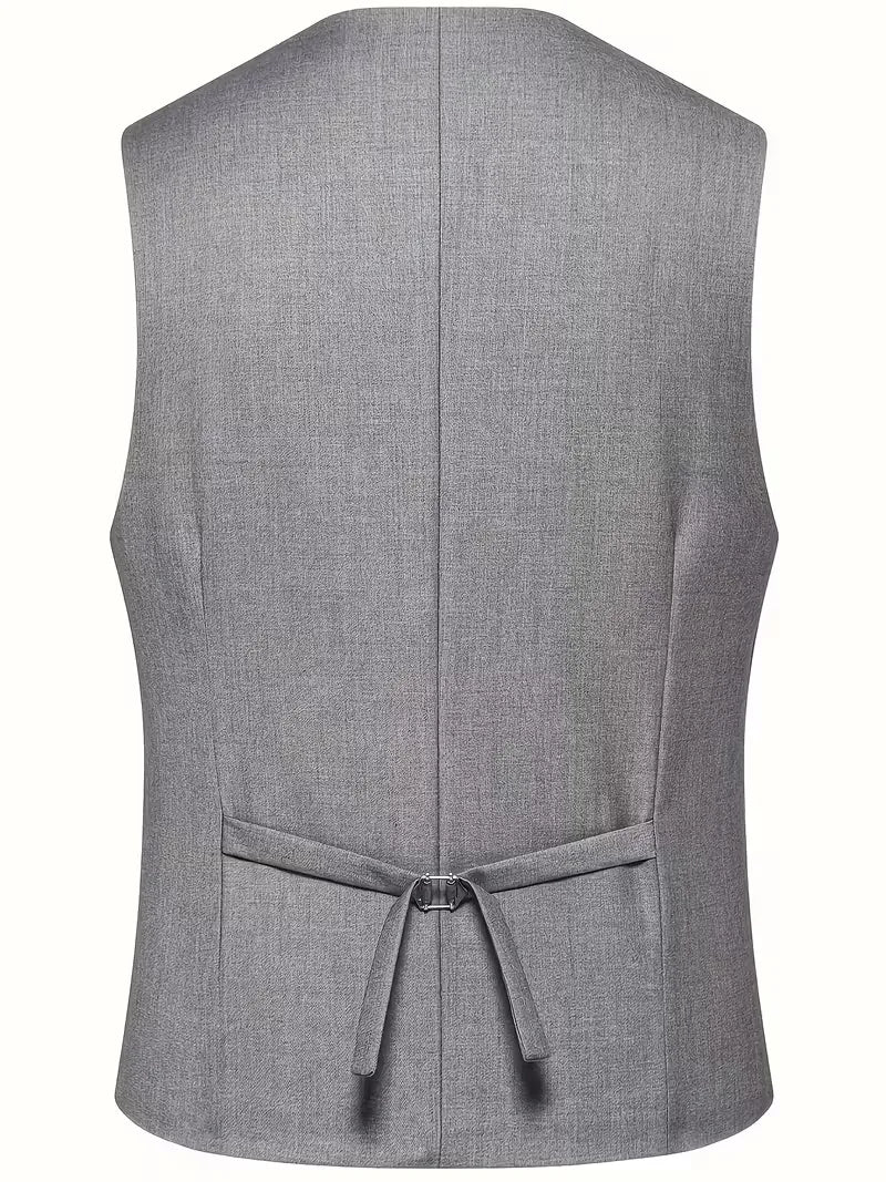 Men's suit waistcoat back, grey, V-back with tie detail at lower edge