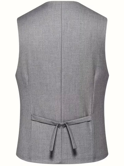 Men's suit waistcoat back, grey, V-back with tie detail at lower edge