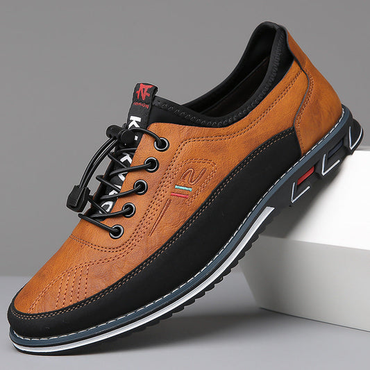Camel brown premium comfort shoes, black lace-up with padded collar and sole