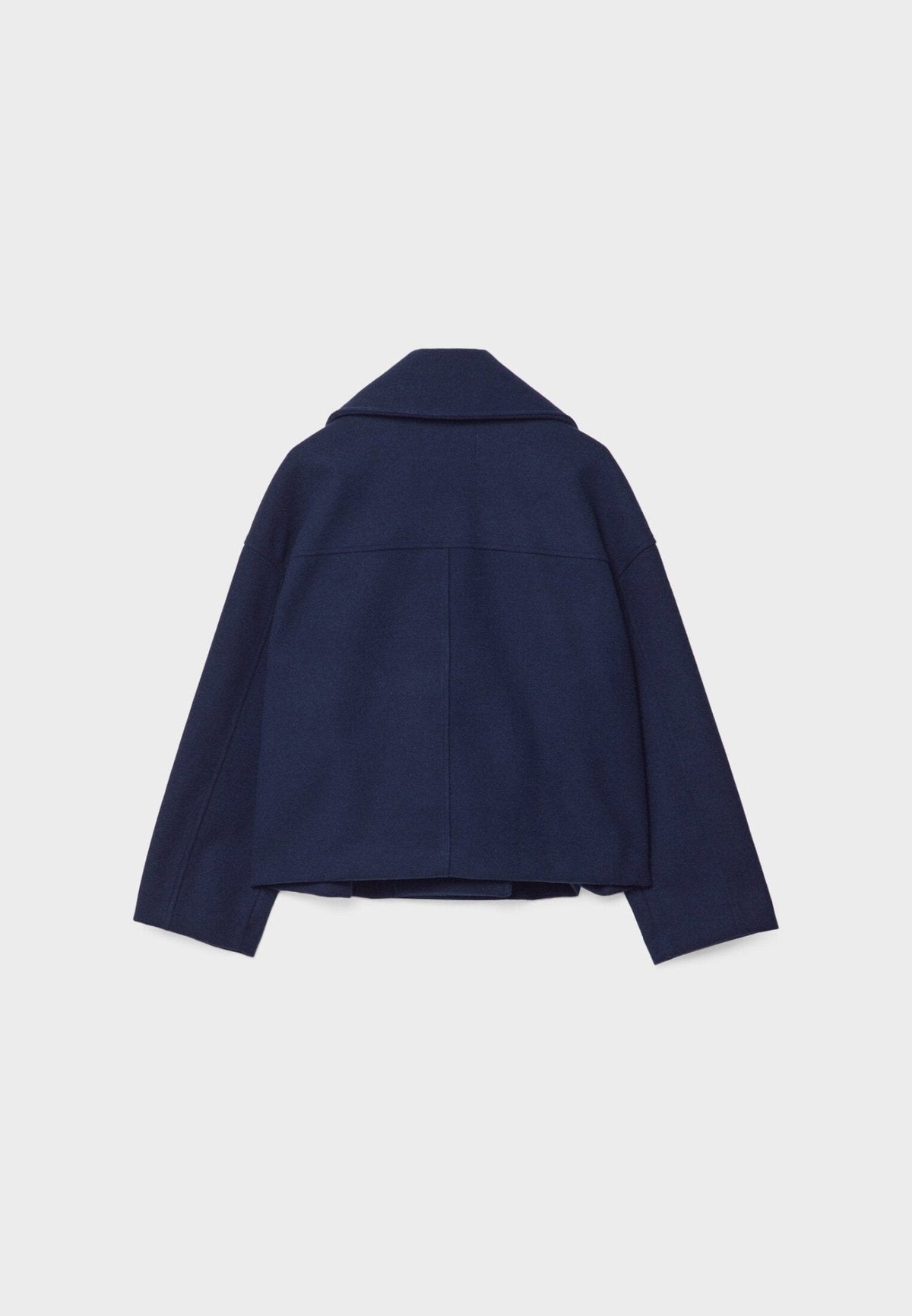 Cropped double-breasted jacket, navy, notched collar and long sleeves